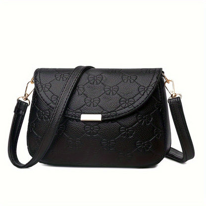 realaiot  Fashion Embossed Crossbody Bag, Trendy Flap Shoulder Bag, Women's Casual Handbag & Purse