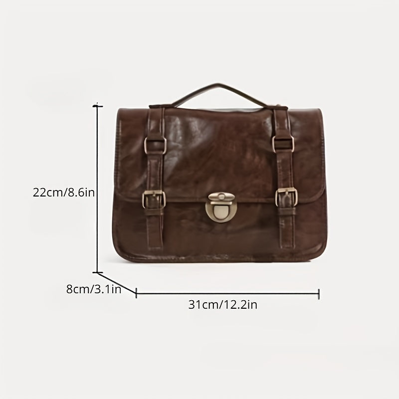 School Bag Backpack Autumn And Winter Retro Buckle Messenger Bag College Style Class Bag Fashion Commuter Briefcase Computer Bag Crossbody Shoulder