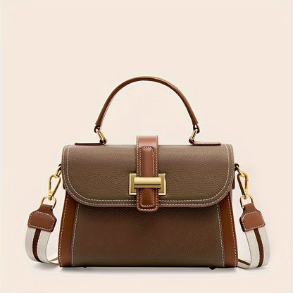 Fashion Vegan Crossbody Bag, Genuine Leather Shoulder Bag, Women's Casual Handbag & Purse