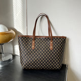 realaiot  Vintage Printed Tote Bag, Large Capacity Shoulder Bag, Women's Simple Handbag For Work & Travel