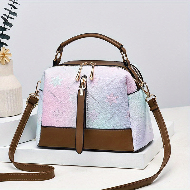 Gradient Color Handbag For Women, Fashion Rainbow Crossbody Bag, Top Handle Purse For Every Day