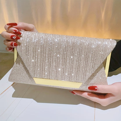 realaiot  Sequins Ruched Evening Bag, Glitter Clutch Purses For Women, Envelope Handbag For Prom Wedding Party