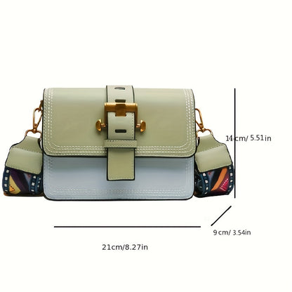 realaiot Mini Fashion Flap Crossbody Bag, Trendy Colorblock Shoulder Bag, Women's Casual Handbag & Purse