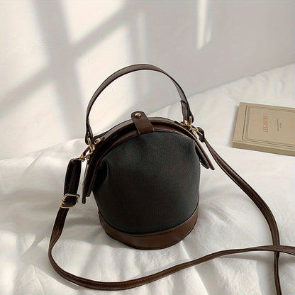 Vintage Bucket Bag, Small Stylish Crossbody Bag, Women's Fashion Snap Button Handbags