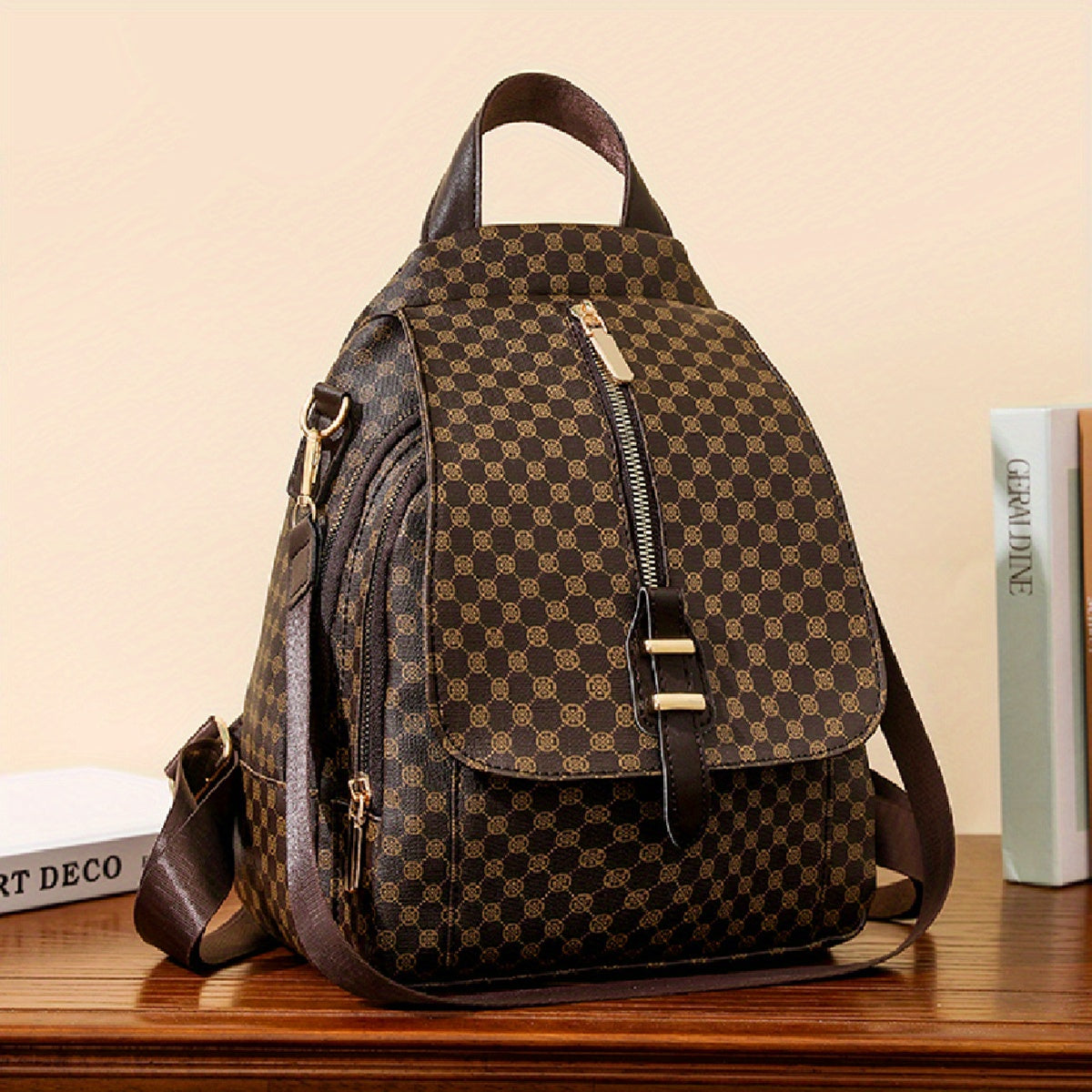 Retro Polka Dot Print Backpack Purse, Fashion Two-way Shoulder Bag, Multifunctional Travel School Bag