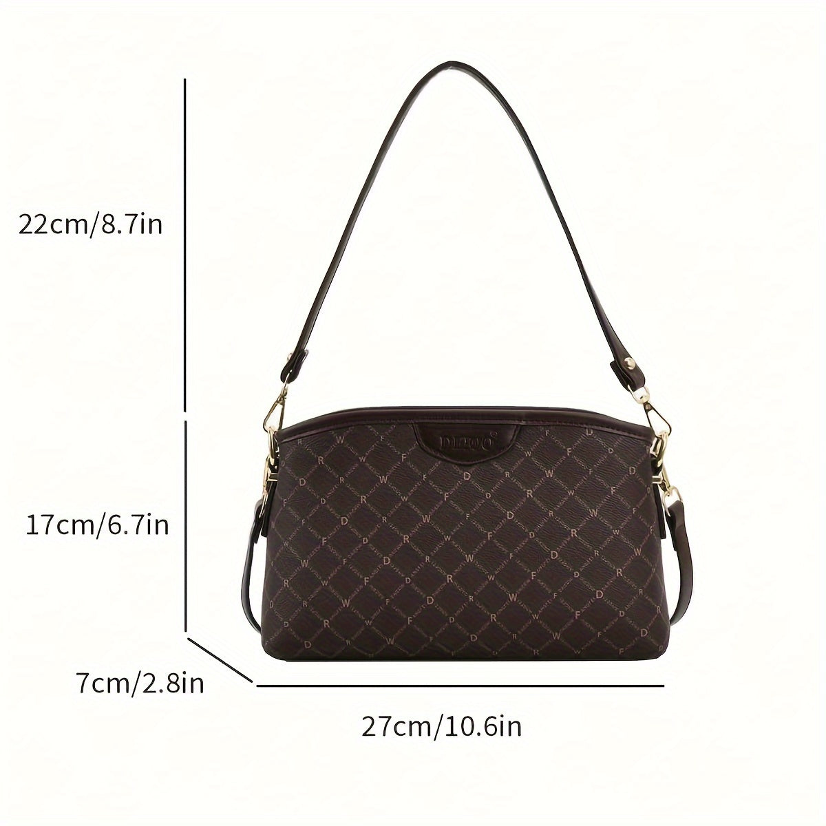 realaiot  Letter Print Shoulder Bag, Retro Style Crossbody Bag, Fashion Zipper Handbag For Women