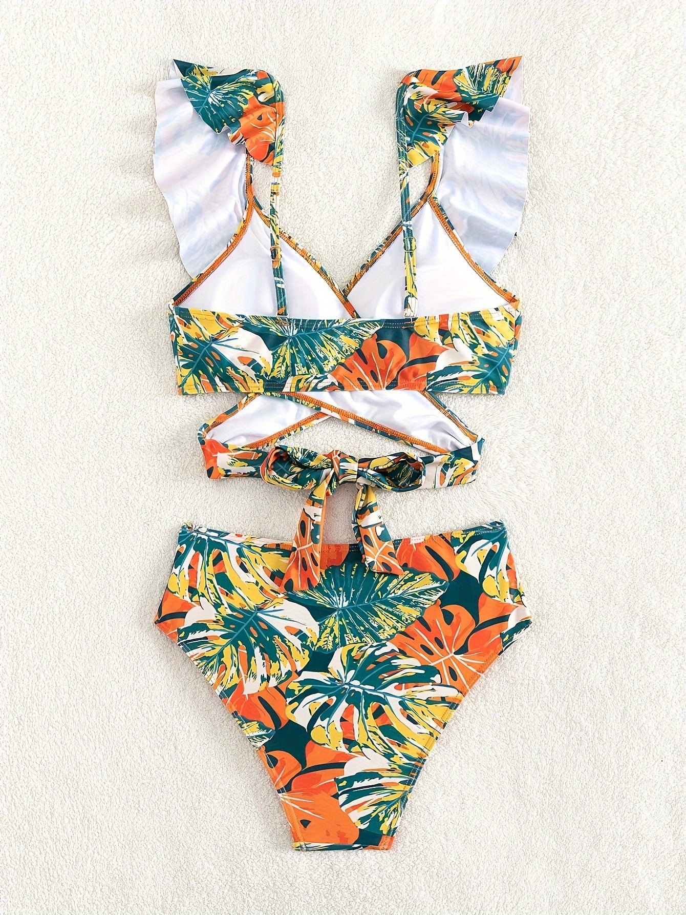 Tropical Printed Wave Edge Bikini Set - Adjustable, Flattering, and Comfortable Swimwear for Women - Perfect for Beach and Pool Time