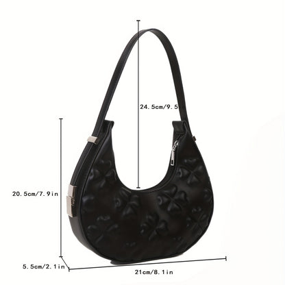 Solid Color Fashion Underarm Bag, Simple Casual PU Leather Half Moon Bag, Women's Trendy Versatile Shoulder Bag & Handbag