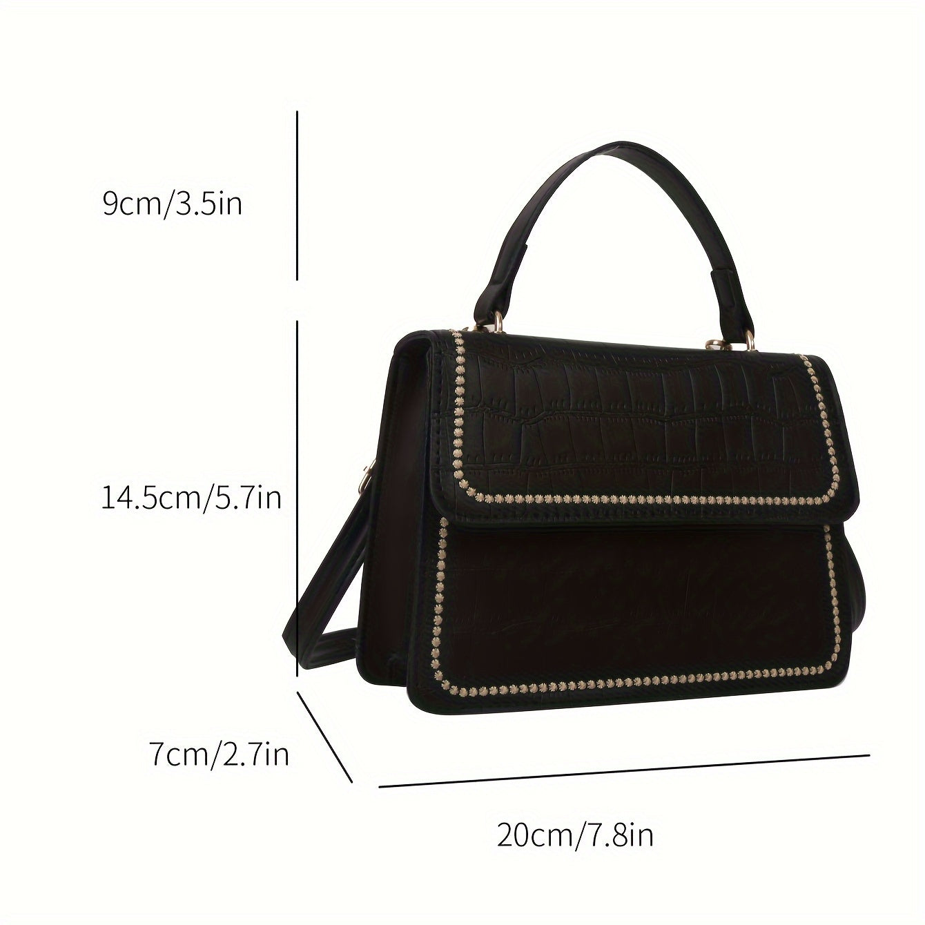 realaiotTrendy Crocodile Pattern Crossbody Bag, Solid Color Square Flap Handbag, Perfect Shoulder Bag For Daily Use