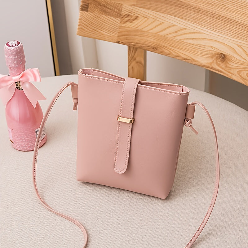 realaiot  Mini Crossbody Bucket Bag, Trendy PVC Shoulder Bag, Women's Casual Fashion Handbag & Phone Purse (14.99cm X 17.98cm X 3.99cm)