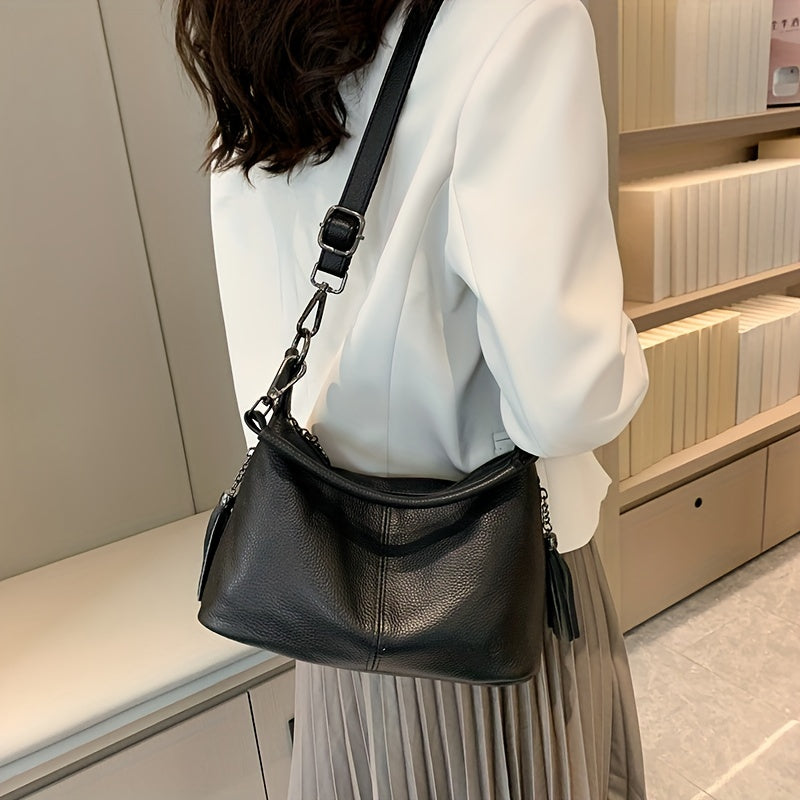 realaiot  Genuine Leather Crossbody Bag, Luxury Hobo Bag For Women, Fashion Shoulder Handbag