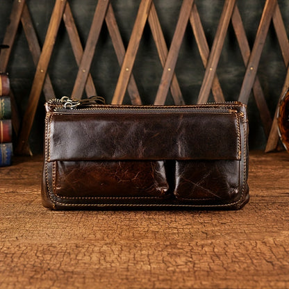 1pc Vintage Leather Waist Bag Fanny Bag For Men Women,  Bum Bag Belt Bag Slim Cell Phone Bag Coin Purse Wallet, Vintage Retro Crossbody Bag Sling Bag