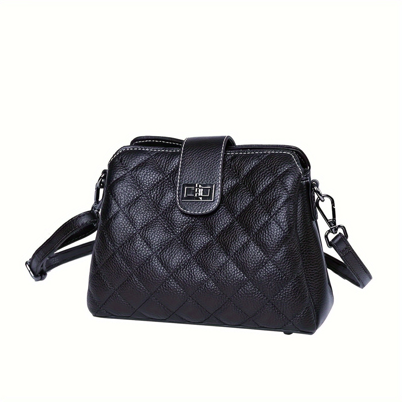 realaiot  Elegant Quilted Crossbody Bag, Fashion PU Shoulder Bag, Women's Casual Handbag & Phone Purse