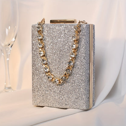 Stylish Rhinestone Evening Bag, Luxury Classic Glitter Minaudiere, Women's Trendy Elegant Jewelled Clutch & Purse