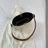 realaiot  2pcs Minimalist Handbag Set, Fashion Bucket Shoulder Bag With Chain Crossbody Bag For Women
