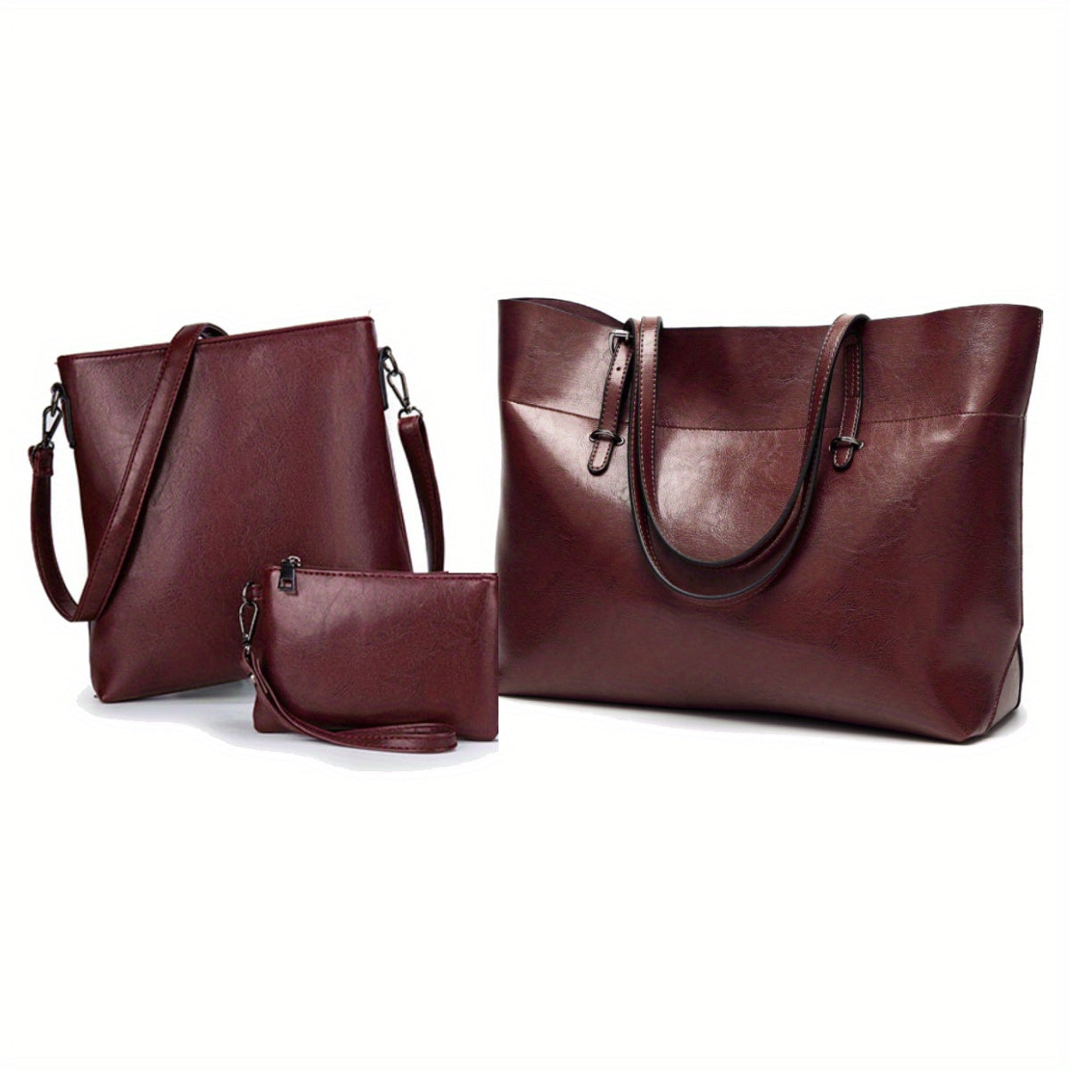 realaiot  Women PU Leather Handbags Tote Bag Soft Retro Designer Large Capacity Multi-pocket Casual Ladies Shoulder Crossbody Bag Mother's Day Gift Adjustable Shoulder Strap Purse Cheap On Sale