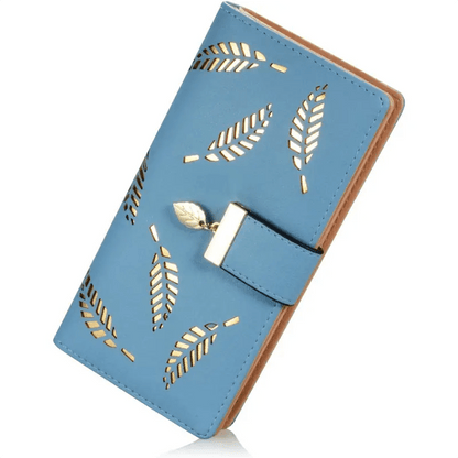 Women's Trendy Long Wallet, Hollow Leaves Pattern Coin Purse, Clutch Classic Purse