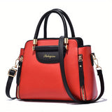 Elegant Handbag For Women, Color Contrast Crossbody Bag, Fashion Satchel Purse With Multi Pockets