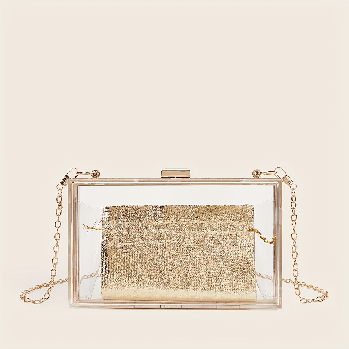 realaiot  Elegant Transparent Square Evening Bag, Classic Acrylic Dinner Bag With Insert Pouch