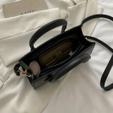 realaiot  Minimalist Black Small Square Abg, All-Match Top Handle Purse, Classic Shoulder Bag For Work