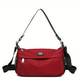 realaiot  Lightweight Portable Waterproof Crossbody Bag, Fashion Casual Solid Color Nylon Shoulder Bag, Women's Simple Versatile Handbag & Purse