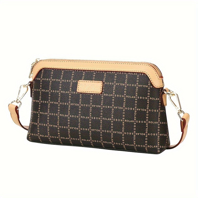 realaiot  Fashion Plaid Print Crossbody Bag, Luxury Mini Shoulder Bag, Women's Zipper Clutch Bag Mobile Phone Purse