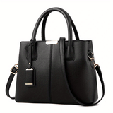 realaiot  Women's Elegant Tote Satchel Bag, Faux Leather Shoulder Bag, Versatile Handbag For Work
