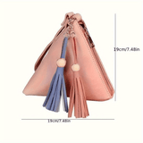 realaiot  Mini Triangle Shaped Coin Purse, Tassel Decor Wrist Bag, Women's Versatile Clutch Bag & Handbag