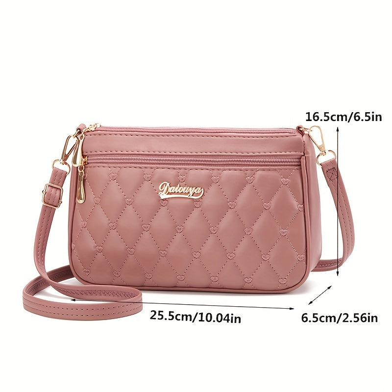 realaiot  Classic Solid Color PU Leather Crossbody Bag, Zipper New Fashion Shoulder Bag For Women, Small Purse And Handbag