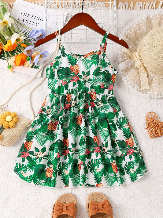 Toddler Girls Button Front Casual Cami Dress For Party Beach Vacation Kids Summer Clothes