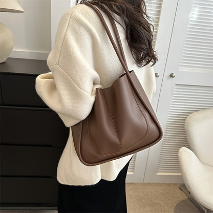 realaiot  Trendy All-match Casual Tote Bag, Simple Solid Color Shoulder Bag, Perfect Underarm Bag For Commuting