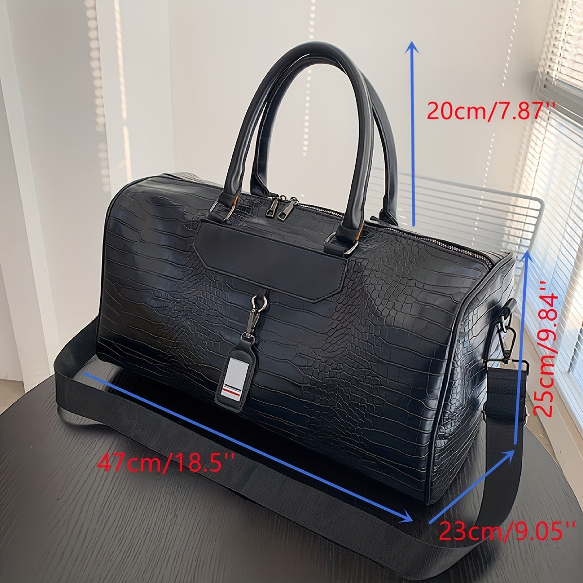 realaiot 1pc Fashionable Travel Handbag, Large Capacity PU Fitness Bag, Waterproof Short Distance Travel Luggage Bag