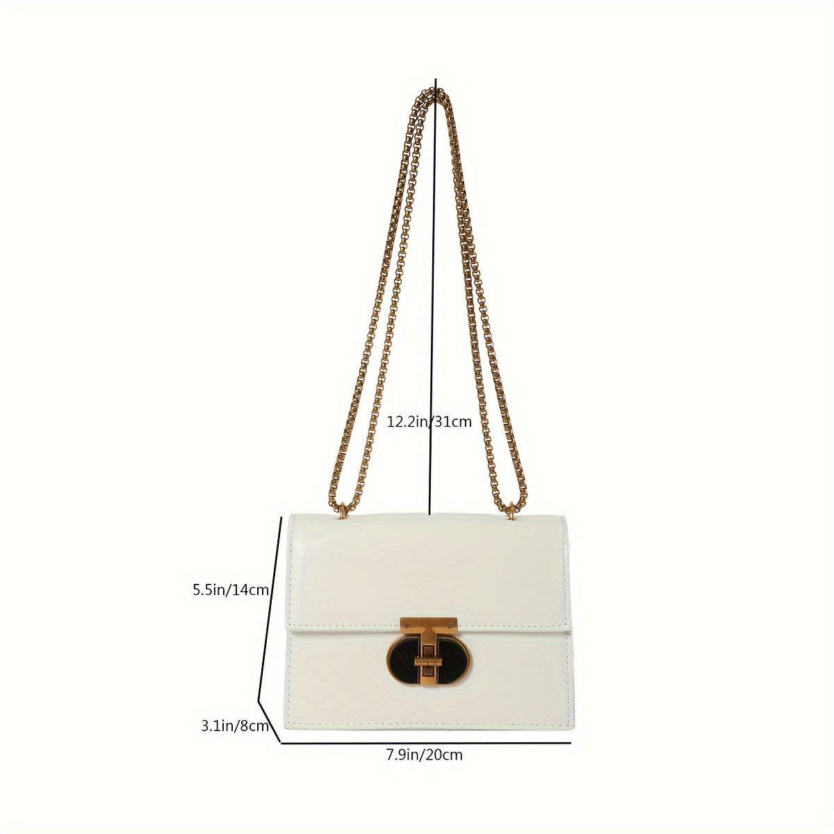 realaiot  Retro Chain Crossbody Bag, Minimalist Shoulder Bag, Women's Mini Handbag & Square Purse