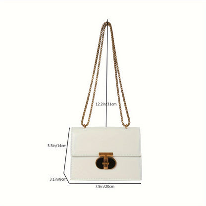 realaiot  Retro Chain Crossbody Bag, Minimalist Shoulder Bag, Women's Mini Handbag & Square Purse