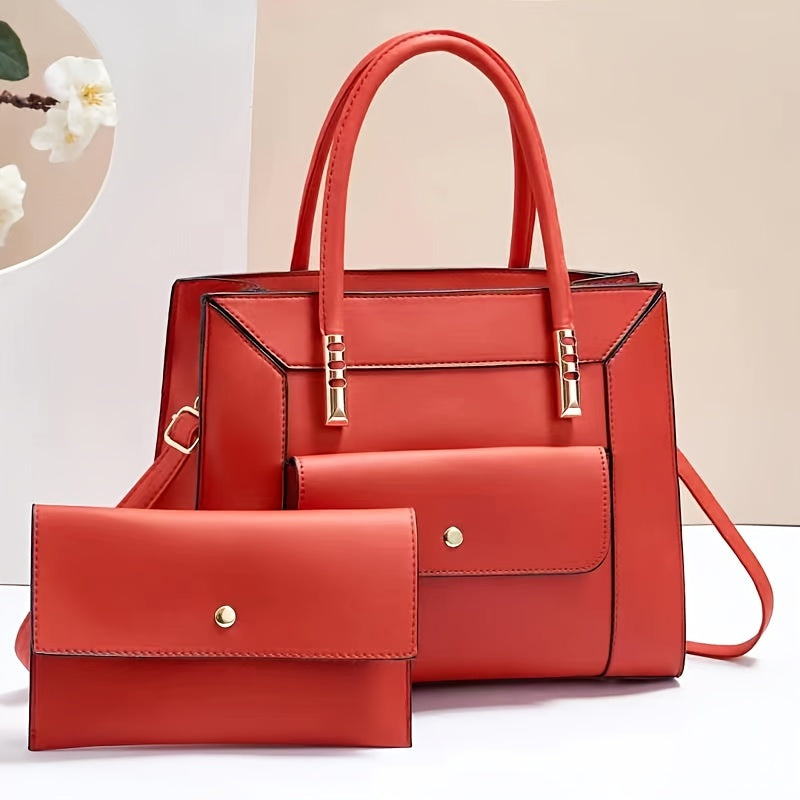 2pcs/set Fashion Top Handle Satchel, Trendy Crossbody Tote Bag, Women's Casual Handbag, Shoulder Bag & Clutch Purse