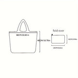 realaiot  Large Capacity Leaves Pattern Shoulder Bag, All-Match Versatile Shopping Grocery Handbag For Women