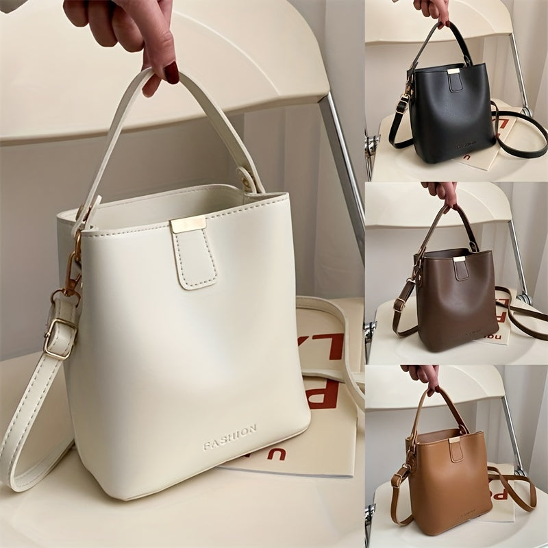 Mini Fashion Crossbody Bucket Bag, Solid Color Simple Shoulder Bag, Women's Casual Handbag & Hobo Tote Purse