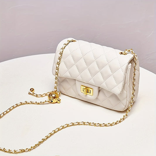 Luxury Quilted Crossbody Bag, Fashion Chain Shoulder Bag, Women's Rhombus Square Purse