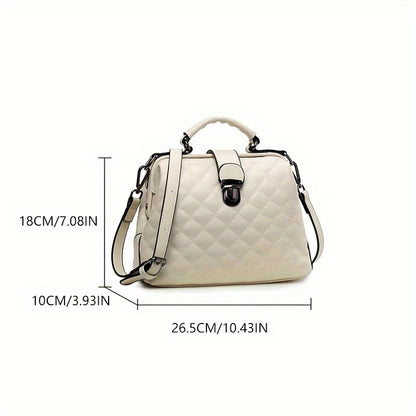 realaiot  Fashion Quilted Crossbody Bag, Solid Color Shoulder Bag, Women's Elegant Handbag & Purse