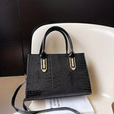 realaiot  Trendy Crocodile Print Tote Bag, PU Leather Solid Color Shoulder Bag, Perfect Crossbody Bag For Daily Use