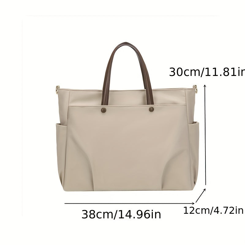 realaiot  Simple Laptop Handbag For Women, Large Capacity Briefcase Tote Bag, Casual Crossbody Bag For Travel, Work, School