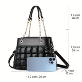 realaiot  Bubble Ruched Shoulder Bag, Fashion Chain Handbag & Purse, Quilted Crossbody Bag For Women