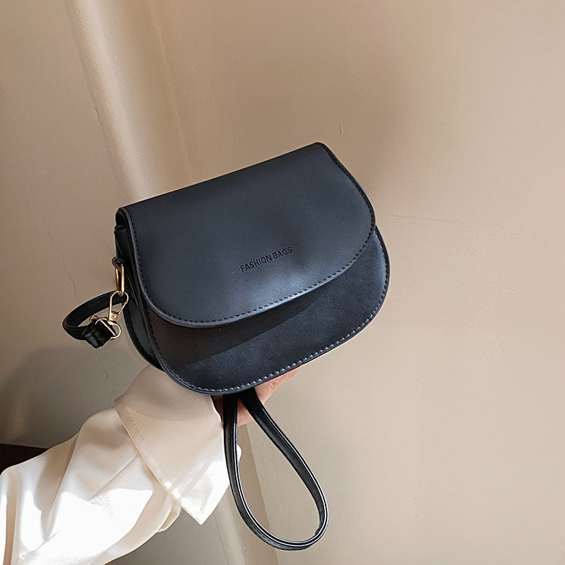 realaiot  Trendy All-match Flap Mini Crossbody Bag, Simple Solid Color Phone Lipstick Coin Saddle Bag, Perfect Casual Shoulder Bag For Daily Use