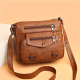 realaiot  Vintage Multi Pocket Crossbody Bag, Retro Shoulder Bag, Women's Casual Handbag & Purse