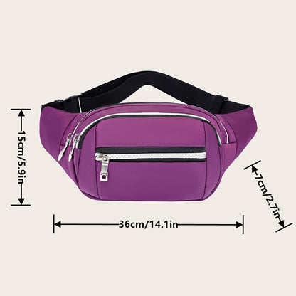 realaiot  Women's Multi Pockets Chest Bag, Casual Travel Waist Bag, Solid Color Bum Bag For Hiking, Running, Shopping