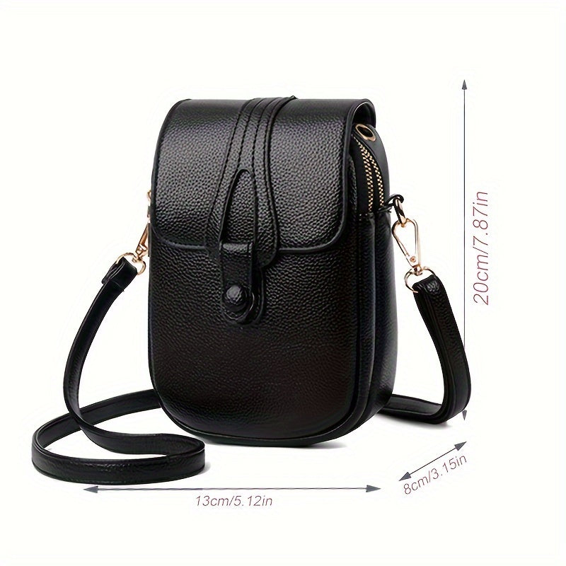 realaiot  Fashion Mobile Phone Bag, Double Layer Crossbody Bag, Retro Mini Shoulder Bag Wallet Coin Purse