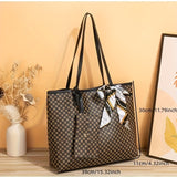 realaiot  Trendy Minimalist Tote Bag, Large Capacity Shoulder Bag With Clutch Purse & Scarf Decor