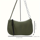 realaiot  Simple Corduroy Shoulder Bag, Solid Color Mini Underarm Chain Bag For Women. Armpit Bag