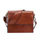 realaiot  Crocodile Pattern Shoulder Bag, Small Square Crossbody Bag, Fashion Flap Purse For Women