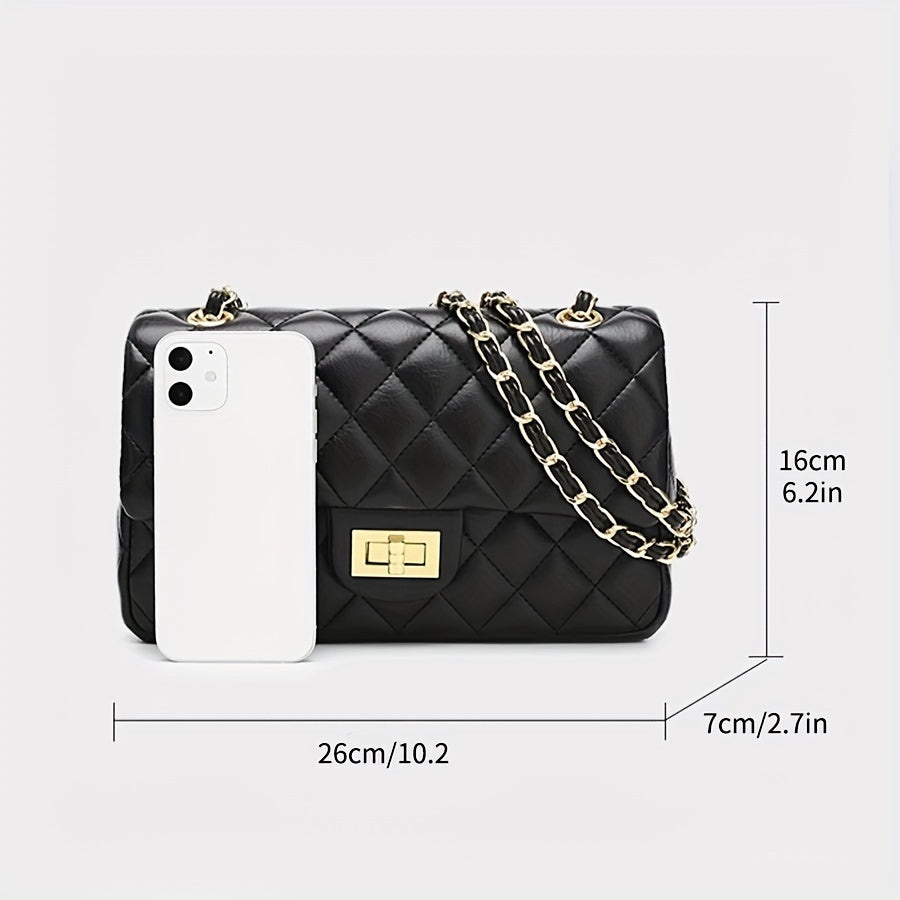 Classic Argyle Quilted Handbag, Luxury Chain Crossbody Bag, Women's Fashion Shoulder Bag